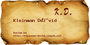 Kleinman Dávid névjegykártya
